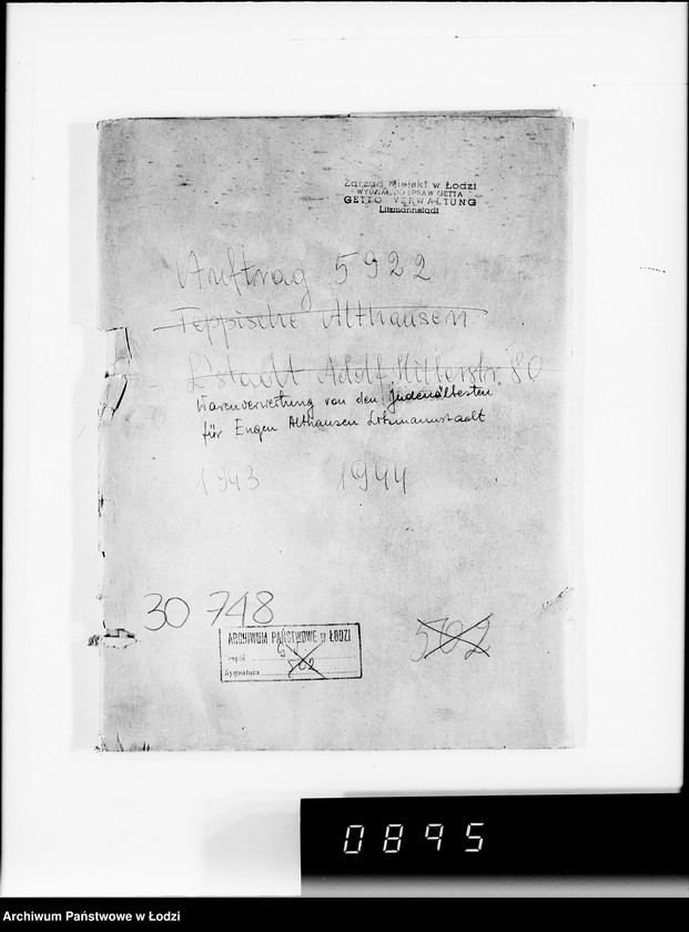 Obraz 4 z jednostki "Auftrag 592 Warenverwertung von den Judenältesten für Eugen Althausen Litzmannstadt"