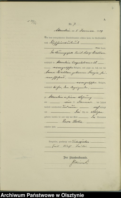image.from.unit.number "Geburts-Haupt-Register Tom I , Nr 1-439"