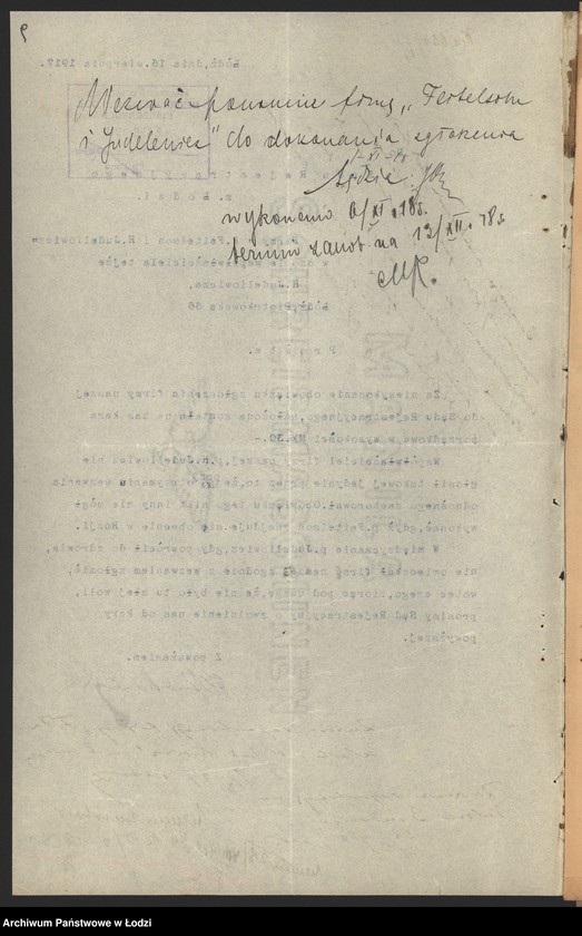 Obraz 11 z jednostki "Frieda Fetelsohn, Hirsz Judelowicz- fabryka towarów wełnianych"