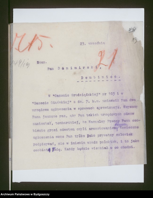 image.from.unit.number "Sprawy aprowizacyjne [wywóz żywności do Gdańska i Niemiec]"