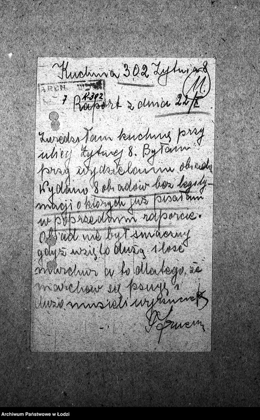 Obraz 14 z jednostki "[Kuchnia nr 302, ul. Żytnia 8. Kuchnia, ul. Żytnia 20. Działalność kuchni, personel, konsumenci, kontrole]"