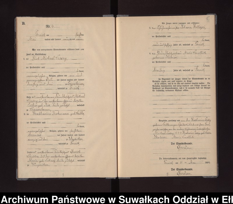 image.from.unit.number "Heiraths-Neben-Register des Königlichen Preussischen Standes-Amtes Gneist Kreis Lötzen"