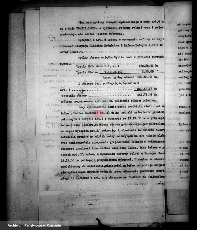 Obraz 17 z jednostki "Majątek Wysoka Mała powiatu wyrzyskiego przymusowy wykup Welter Buttner"