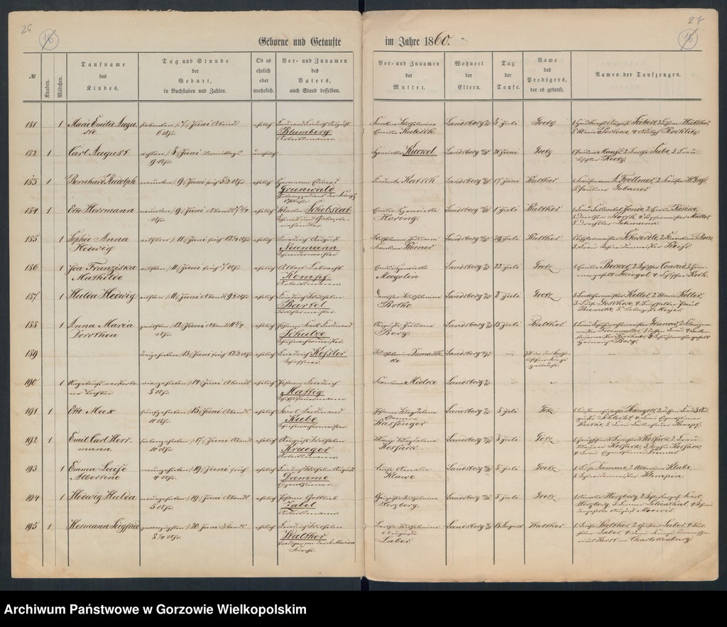 image.from.unit.number "Duplikate der Hauptkirche zu Landsberg an der Warthe (zawiera też księgę zgonów Konkordien Kirche z 1860 r.)"