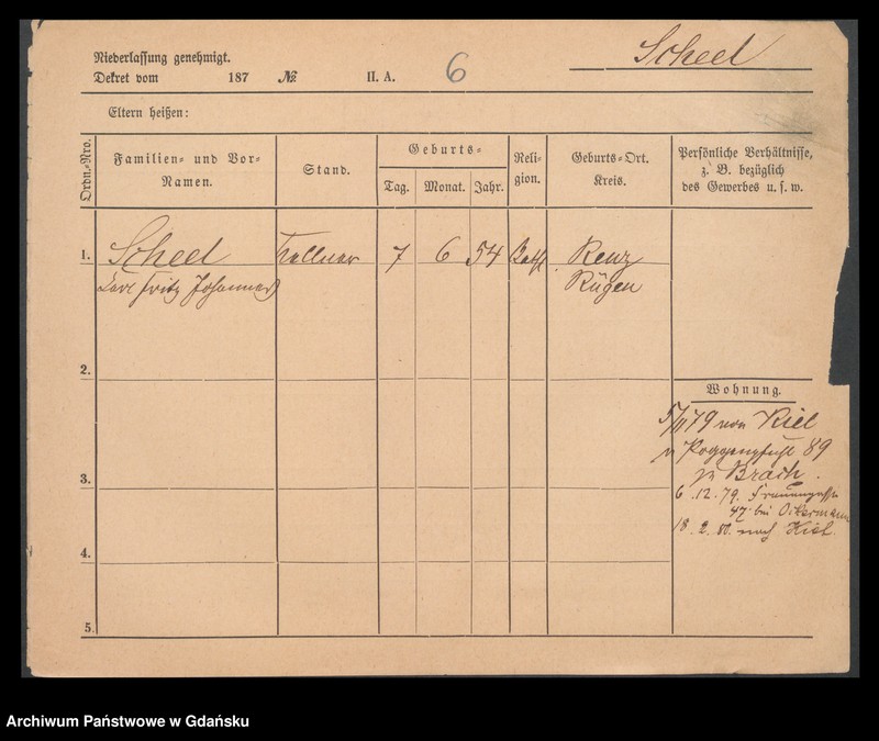 image.from.unit.number "Karty meldunkowe: Scheeffer - Scheibe"