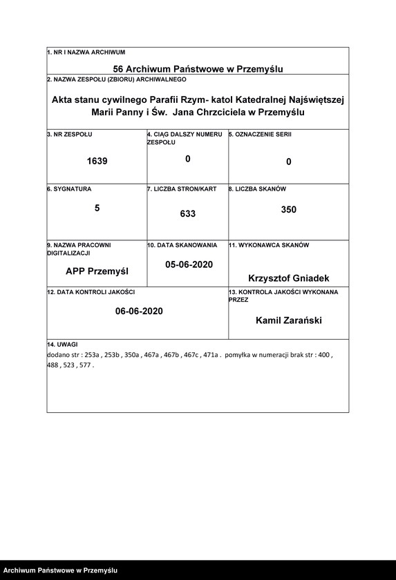 Obraz 1 z jednostki "Księga urodzeń Zasanie"