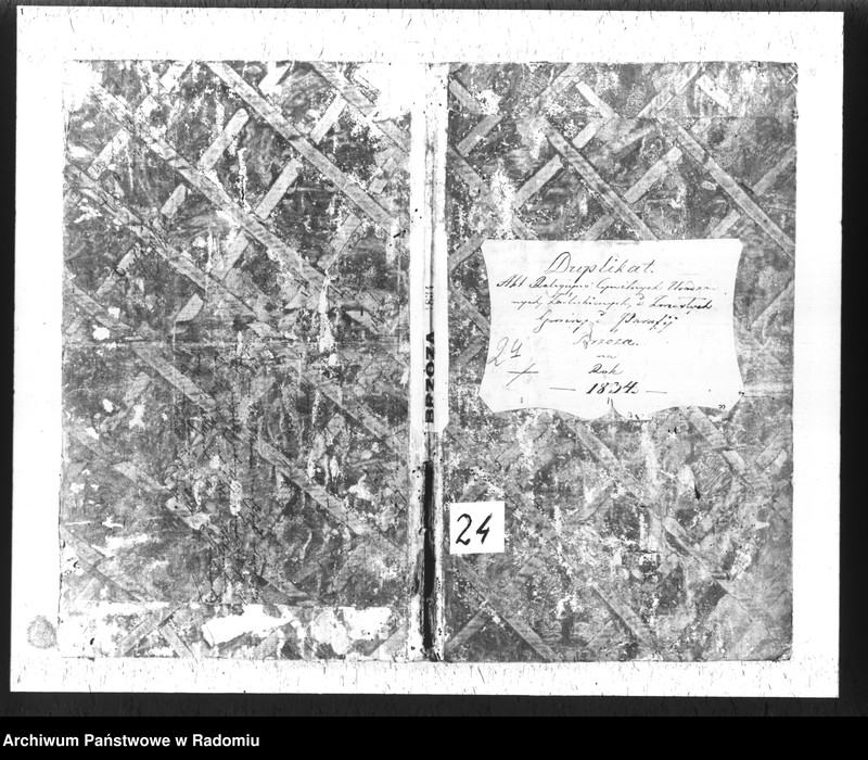 Obraz 2 z jednostki "Duplikat akt religijno-cywilnych urodzonych, zaślubionych i zmarłych gminy i parafii Brzóza na rok 1834"