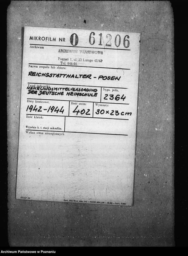 Obraz 2 z jednostki "Nahrungsmittelversorgung der Heimschulen"