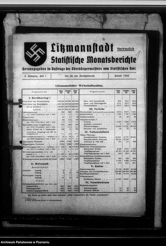 Obraz 5 z jednostki "Litzmannstadt - Statistische Monats- Berichte"
