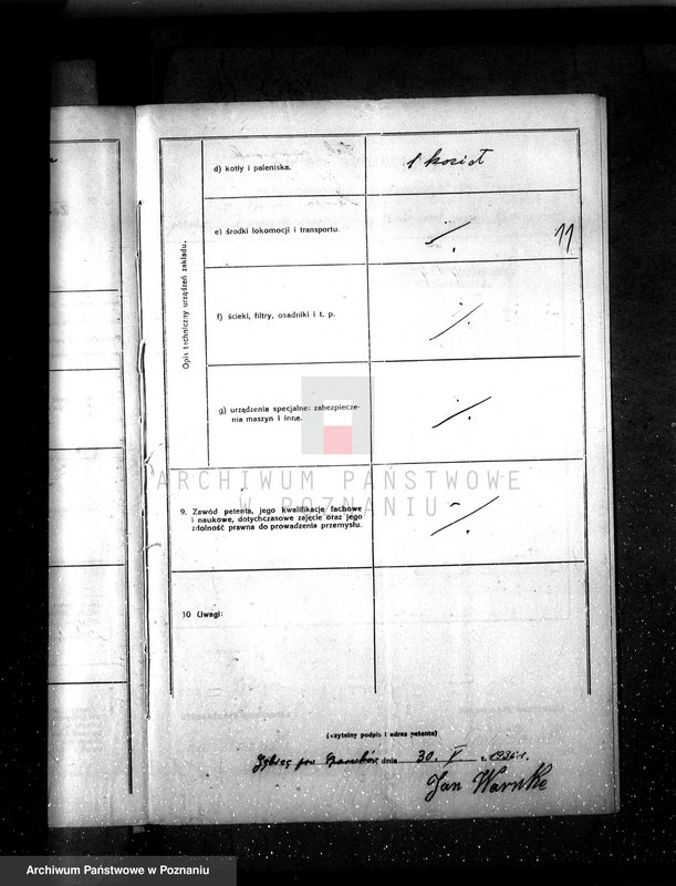 Obraz 15 z jednostki "Zatwierdzenie zakładu przemysłowego /rzeźnia i warsztat/ Jan Warnke, Gębice pow. czarnkowski"