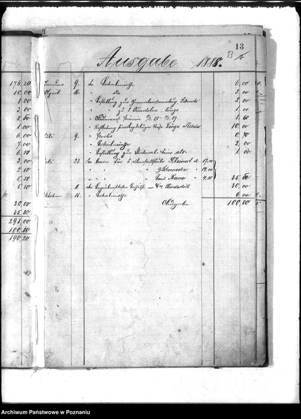 Obraz 17 z jednostki "Journal über Einnahme und Ausgaben der Böttchermeisterinnung in Posen ..."