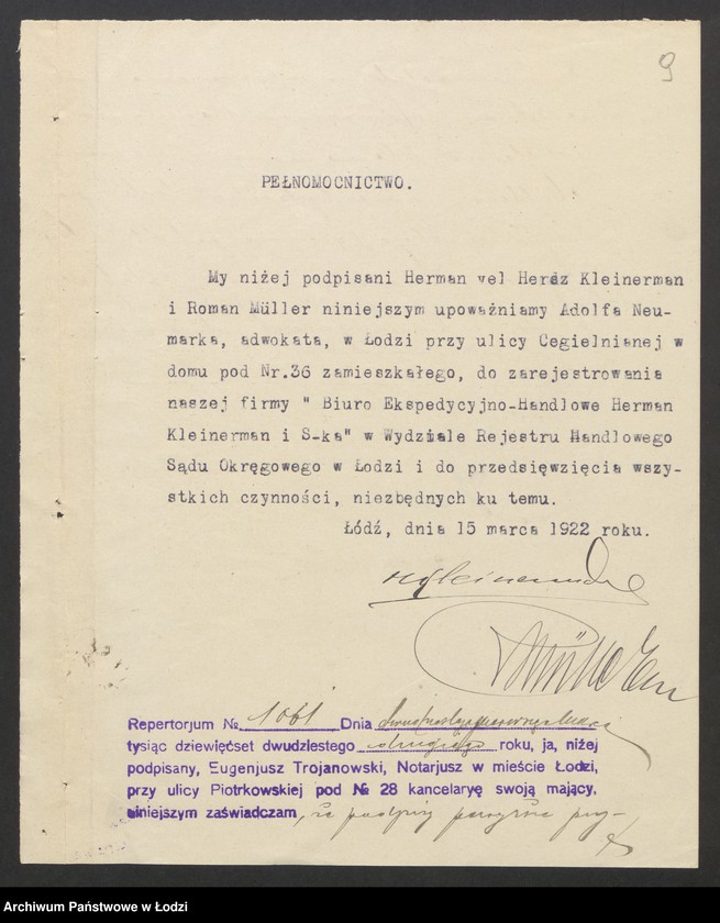 Obraz 11 z jednostki "Herman Kleinerman- biuro ekspedycyjno-handlowe"