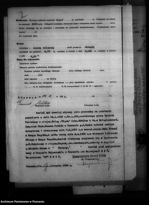 Obraz 11 z jednostki "Garbarnia Fr. Kosteszy w Zbąszyniu pow. nowotomyski, nr woj. kotła 2440"