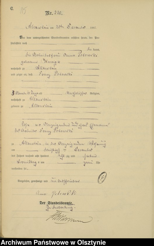 image.from.unit.number "Sterbe-Haupt-Register Tom II,Nr 317 - 332"