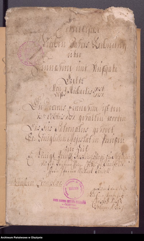 image.from.unit.number "Kobultische Kirchen Jahres-Rechnung über Einnahme und Ausgabe Geld"