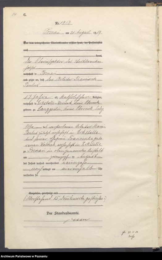 Obraz 16 z jednostki "Księga miejscowa zgonów tom V [Rejestr główny zgonów]"