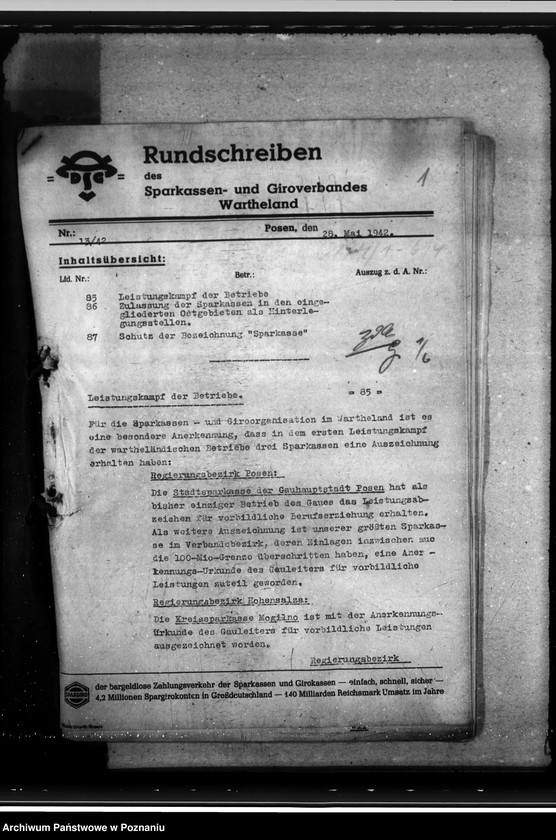 Obraz 5 z jednostki "Rundschreiben der Sparkassen und Giroverbandes Wartheland"