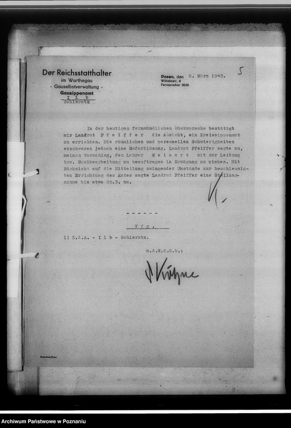 Obraz 9 z jednostki "[Korespondencja w sprawach organizacyjnych], Kreissippenamt Schieratz [Sieradz]"