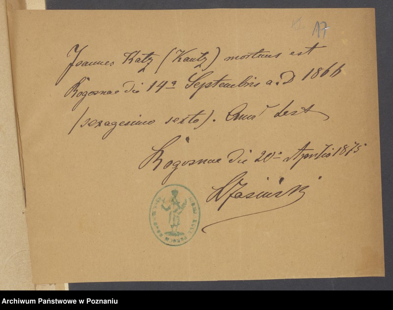 Obraz 19 z jednostki "Die von den Verlobten beigebrachten Urkunden zur Eheschliessung pro 1875"