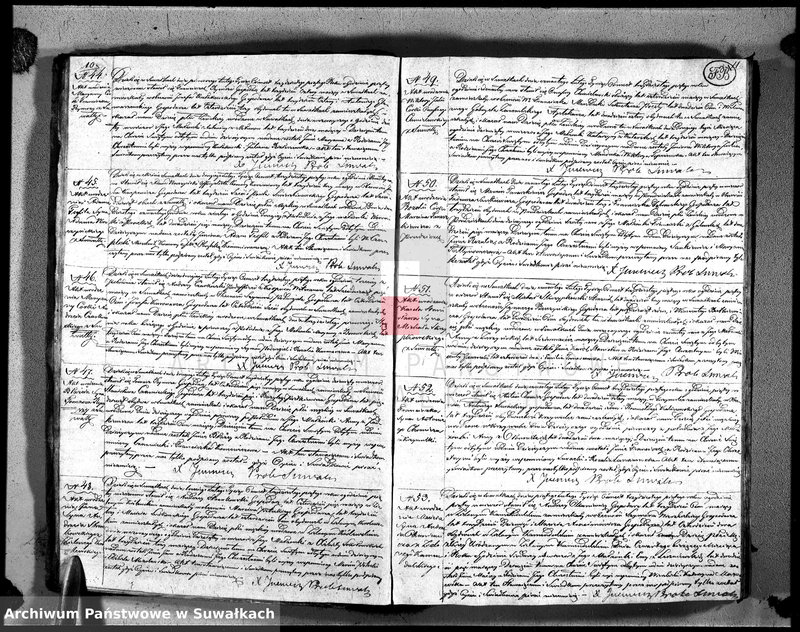 image.from.unit.number "Księga duplikat urodzonych, zaślubionych i umarłych urzędnika stanu cywilnego, parafii suwalskiey na rok 1835"