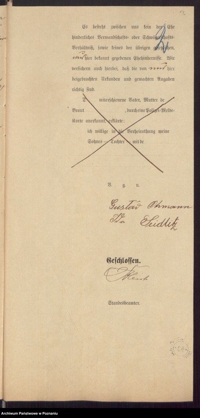 Obraz 5 z jednostki "Die von den Verlobten beigebrachten Urkunden zur Eheschliessung pro 1896"