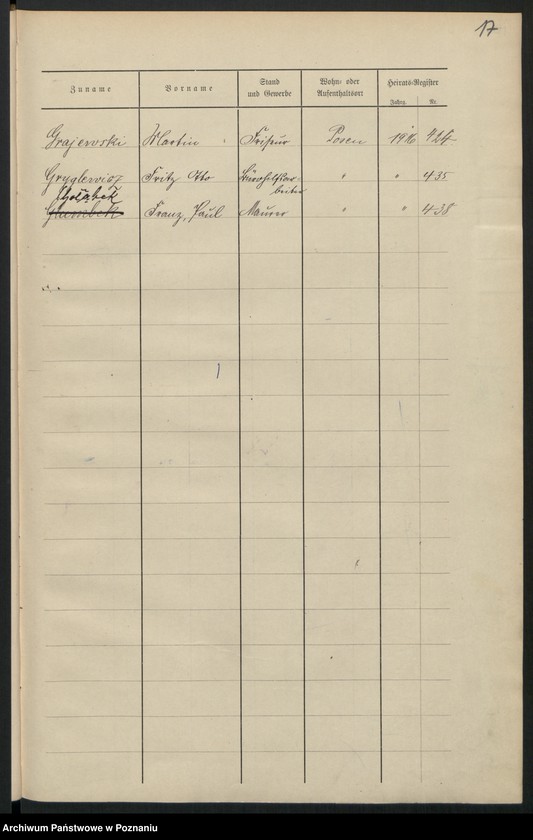 Obraz 19 z jednostki "Spis alfabetyczny małżeństw za 1916"