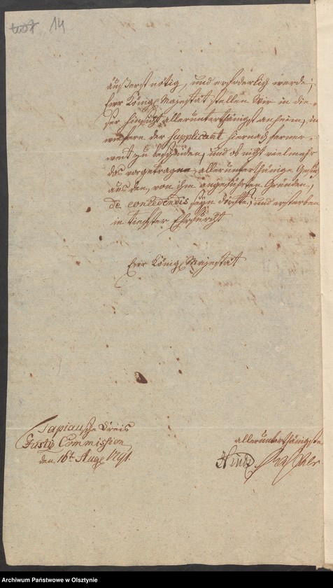 image.from.unit.number "Die Anfertigung eines gebohrten und mit Maurer Steinen ausgesetzten Senk Braunnens bey der Prediger Wohnung in Neuhausen [Romnowo]"