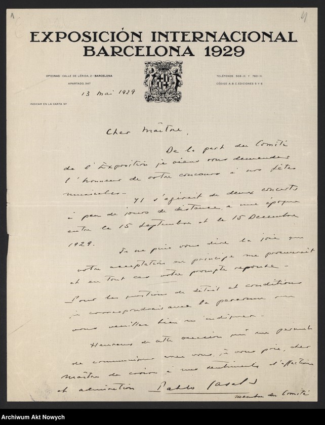 image.from.unit.number "Casa Maury de - Chałubiński; L. 1a, Casals Pablo"