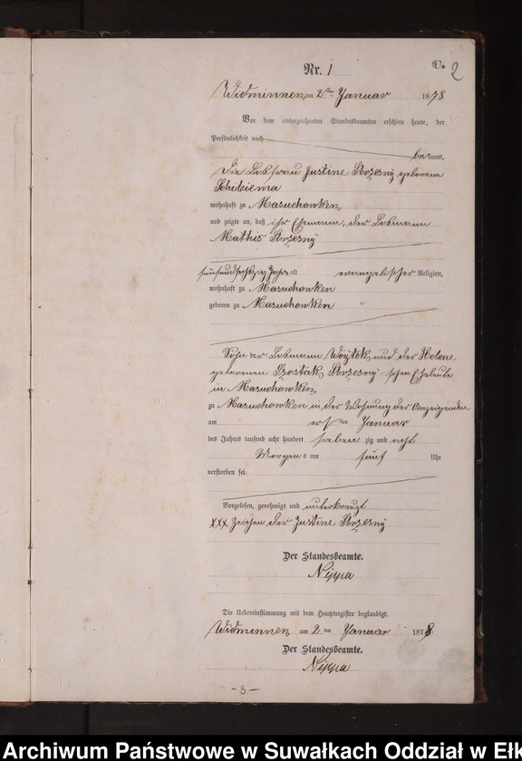 image.from.unit.number "Sterbe-Neben-Register des Preussischen Standes-Amtes Widminnen Kreis Loetzen [Tom I Nr 1-174]"