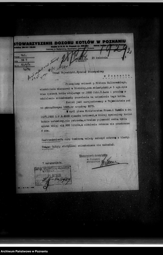 Obraz 6 z jednostki "Mleczarnia W. Malinowskiego w Błotnicy powiat wolsztyński nr woj. kotła 1929"