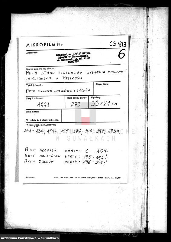 image.from.unit.number "Kniga Duplikat rodivšichsja brakosečetavšichsja i umeršich za god 1881 Pržerasl