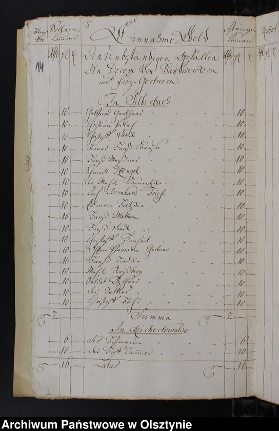 image.from.unit.number "Jahr Kirchen Rechnung der Silberbachschen Kirchen aller Einnahme und Ausgabe wie auch Bau-Rechnung"
