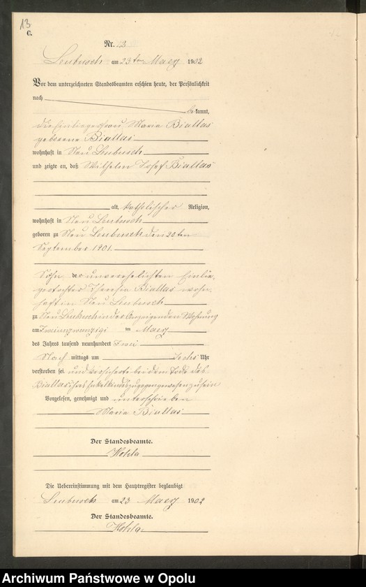 image.from.unit.number "Sterbe-Neben-Register Standes-Amt Leubusch 1902"
