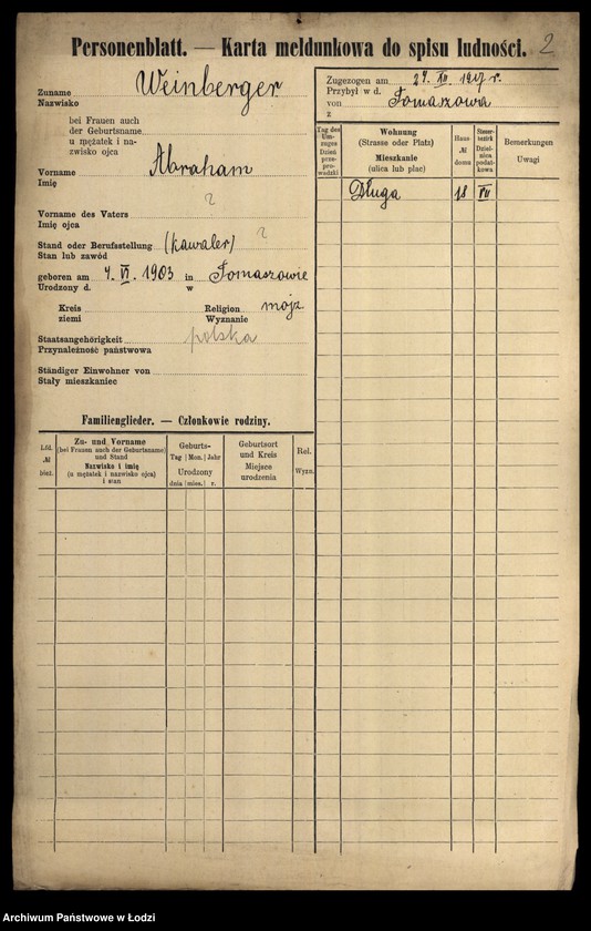 Obraz 4 z jednostki "[Spis ludności Łodzi] Wajnberger - Wajnger"