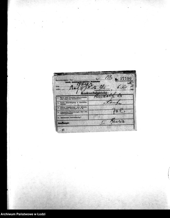 Obraz 16 z jednostki "[Korespondencja z wydziałami gettowymi; z osobami prywatnymi w różnych krajach w sprawie informacji o mieszkańcach getta]"