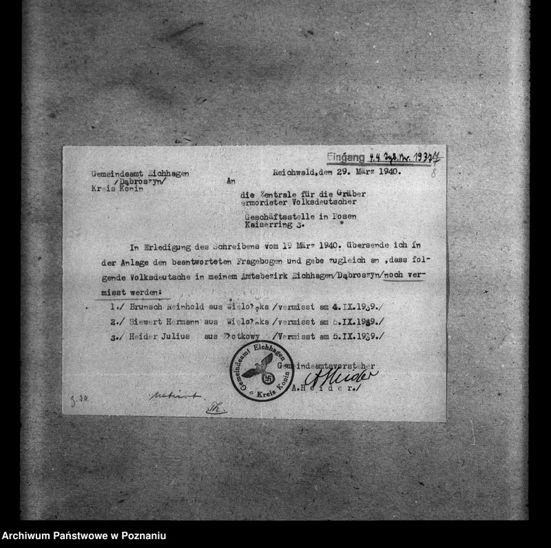 Obraz 12 z jednostki "Amtliche Meldungen Kreis Konin"