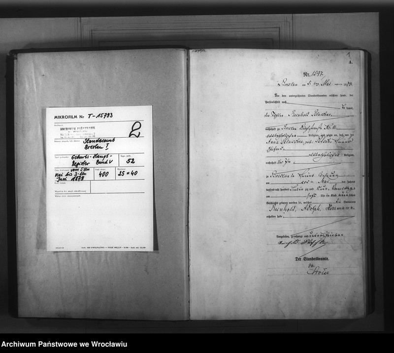 image.from.unit.number "Geburts-Haupt-Register Breslau I 1879 Band 5"