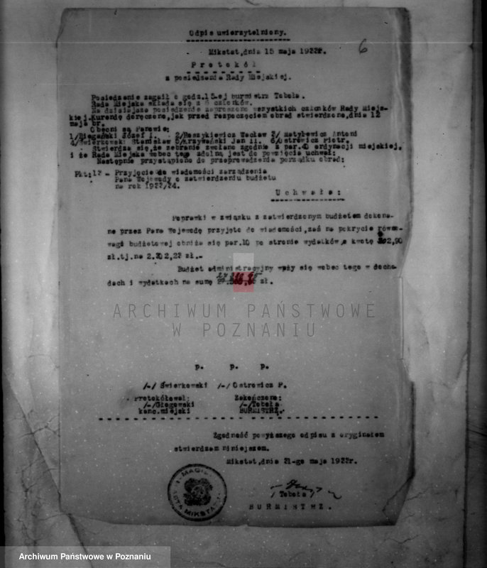 Obraz 10 z jednostki "/Sprawy budżetowe miasta Mikstatu/"