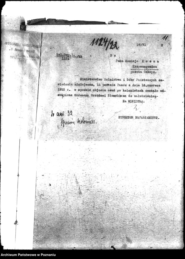 Obraz 18 z jednostki "Opcje, sprawy kolonizacyjne, przewłaszczenia, eksmisje kolonistów [organizacyjne i parcelacyjne]"