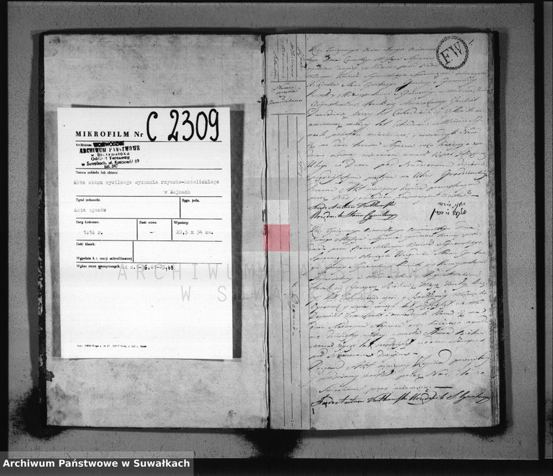 image.from.unit.number "Akta zeszłych stanu cywilnego gminy seyneńskiey od 1-go stycznia 1818 roku."
