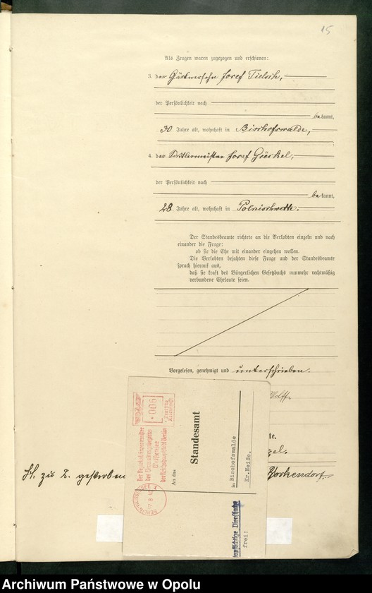 Obraz 20 z jednostki "Heiraths-Haupt-Register des Standsamts Bischofswalde pro 1900"