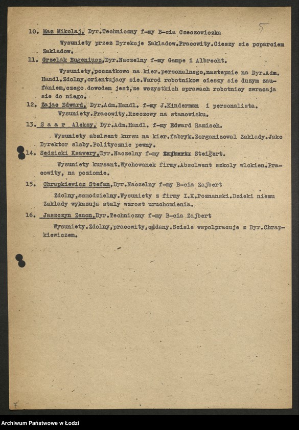 Obraz 6 z jednostki "Wykazy robotników członków partii wysuniętych na stanowiska [kierownicze]"