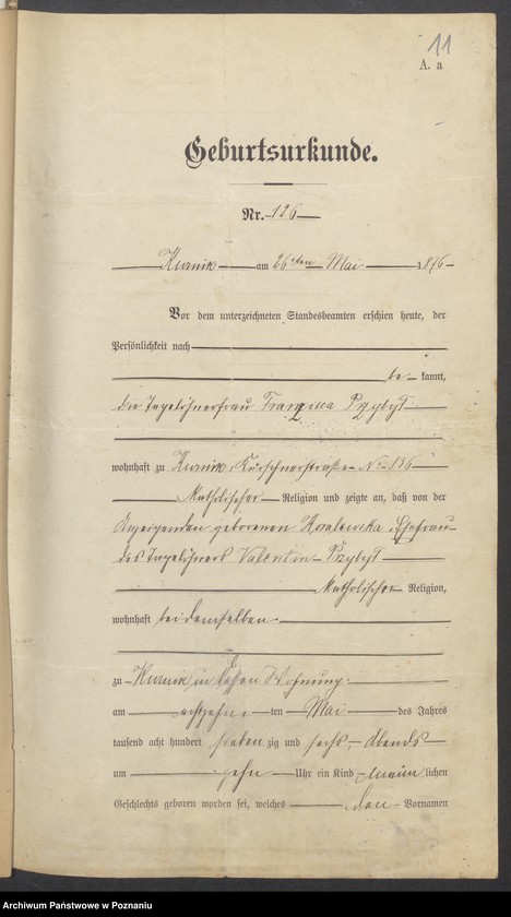 Obraz 13 z jednostki "Die von den Verlobten beigebrachten Urkunden zur Eheschliessung pro 1901. Vol XII"