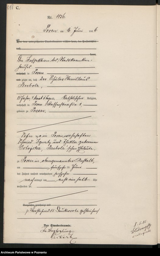 Obraz 20 z jednostki "Księga miejscowa zgonów tom III [Rejestr główny zgonów]"