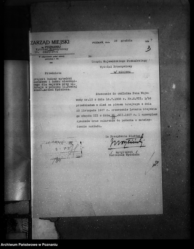 image.from.unit.number "Zatwierdzenie zakładu przemysłowego /wytwórni dachówek/ Firmy Kędziora na Ratajach"