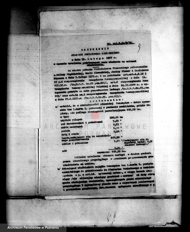 Obraz 13 z jednostki "Wyłączenie z art.4 i 5 ustawy o reformie rolnej powiatu szubińskiego sprawy ogólne"