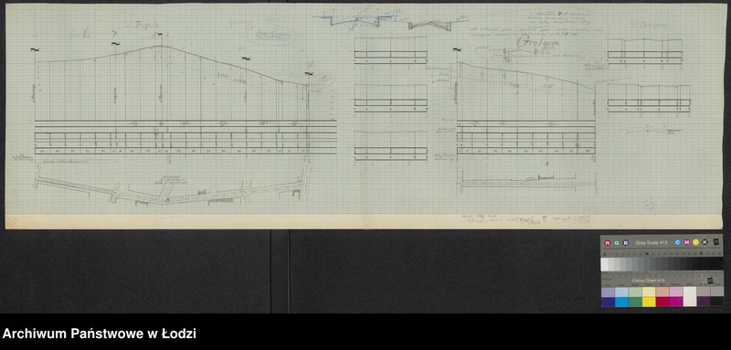 Obraz 1 z jednostki "Brudnopisy szkiców technicznych dotyczących prawdopodobnie ulic Rudy Pabianickiej"