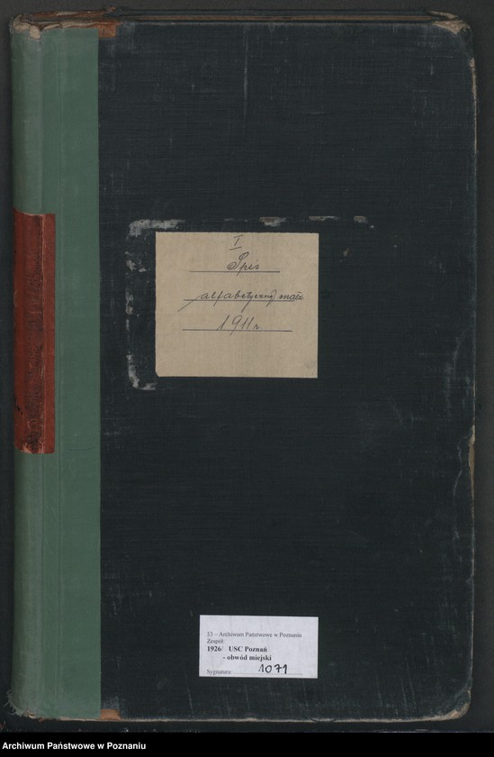 Obraz 1 z jednostki "Spis alfabetyczny małżeństw za 1911"