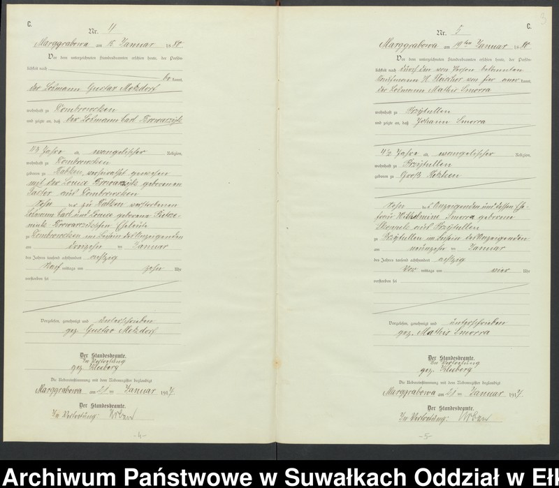 image.from.unit.number "C1.Sterbe-Register (Haupt-Register)Standesamt Marggrabowa Landbezirk vol. I No.1 bis 205"
