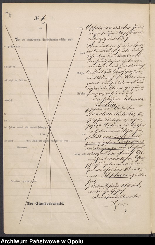 Obraz 8 z jednostki "[Księga urodzeń za rok 1875 Opole nr 1-480]"